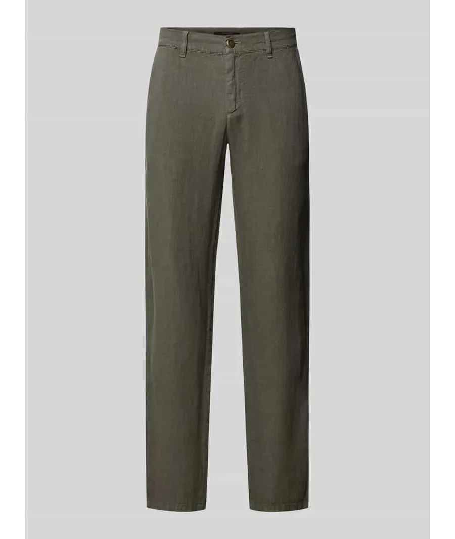 obrazek 1 Spodnie lniane o kroju regular fit w jednolitym kolorze model ‘LOU’