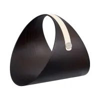 Picture Wood stand for a fireplace or magazine, made of wenge wood, with a vanilla handle