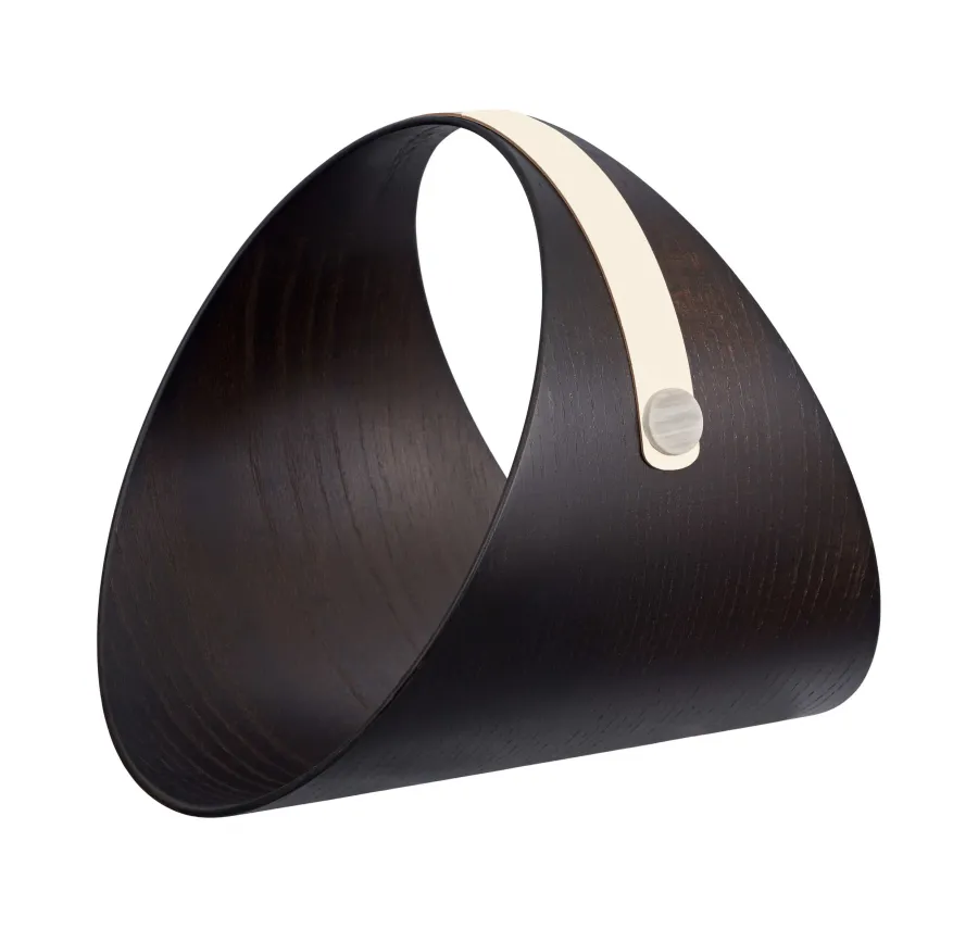 obrazek 1 Stojak na drewno do kominka lub czasopisma z drewna wenge z uchwytem w kolorze waniliowym