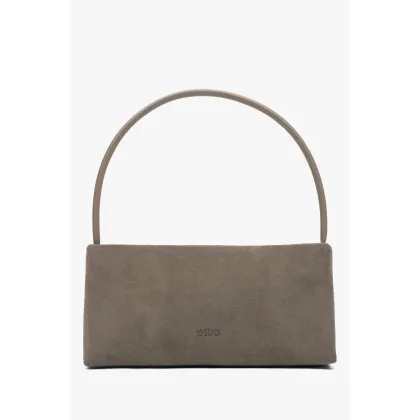 Zdjęcie Estro: Szarobrązowa torebka damska na ramię z weluru naturalnego