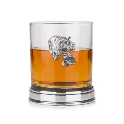 Zdjęcie Wyjątkowa szklanka do whisky z głowami słoni w kolorze miedzi – niepowtarzalny prezent