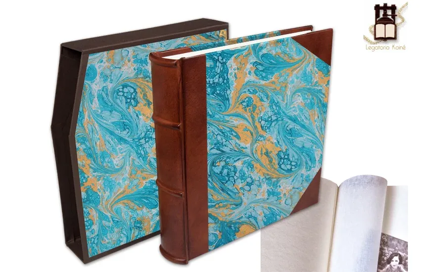 picture 1 Hand crafted horizontal photo album leather-paper K4PL (33x33 cm)