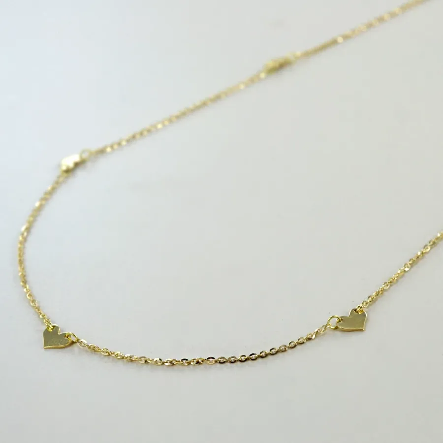 obrazek 1 Dziewczęcy naszyjnik z żółtego złota z serduszkami