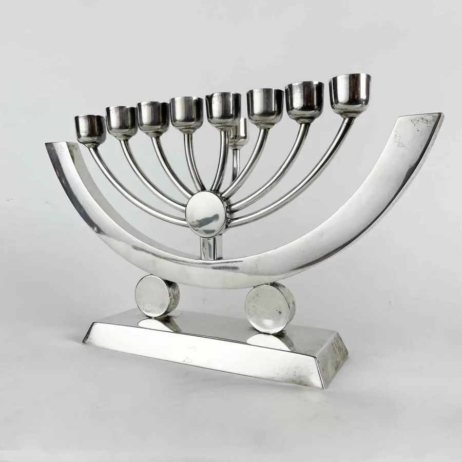 obrazek 3 Designerska lampa chanukowa w stylu Art Deco z początku XX wieku Menora, Polska, około 1920 roku