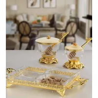 Zdjęcie Piękna taca na przekąski oraz pojemniki na miód ze zdobieniami