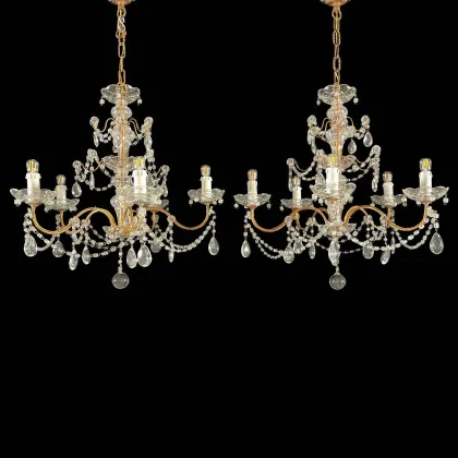 Picture A stylish pair of crystal chandeliers from the 20th century