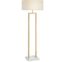 Picture Brass floor lamp with Carrara marble base and lampshade - Il Paralume Marina