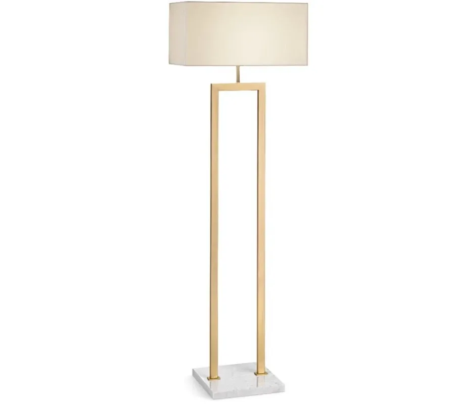 obrazek 1 Mosiężna lampa stojąca z podstawą z marmuru Carrara i abażurem – Il Paralume Marina