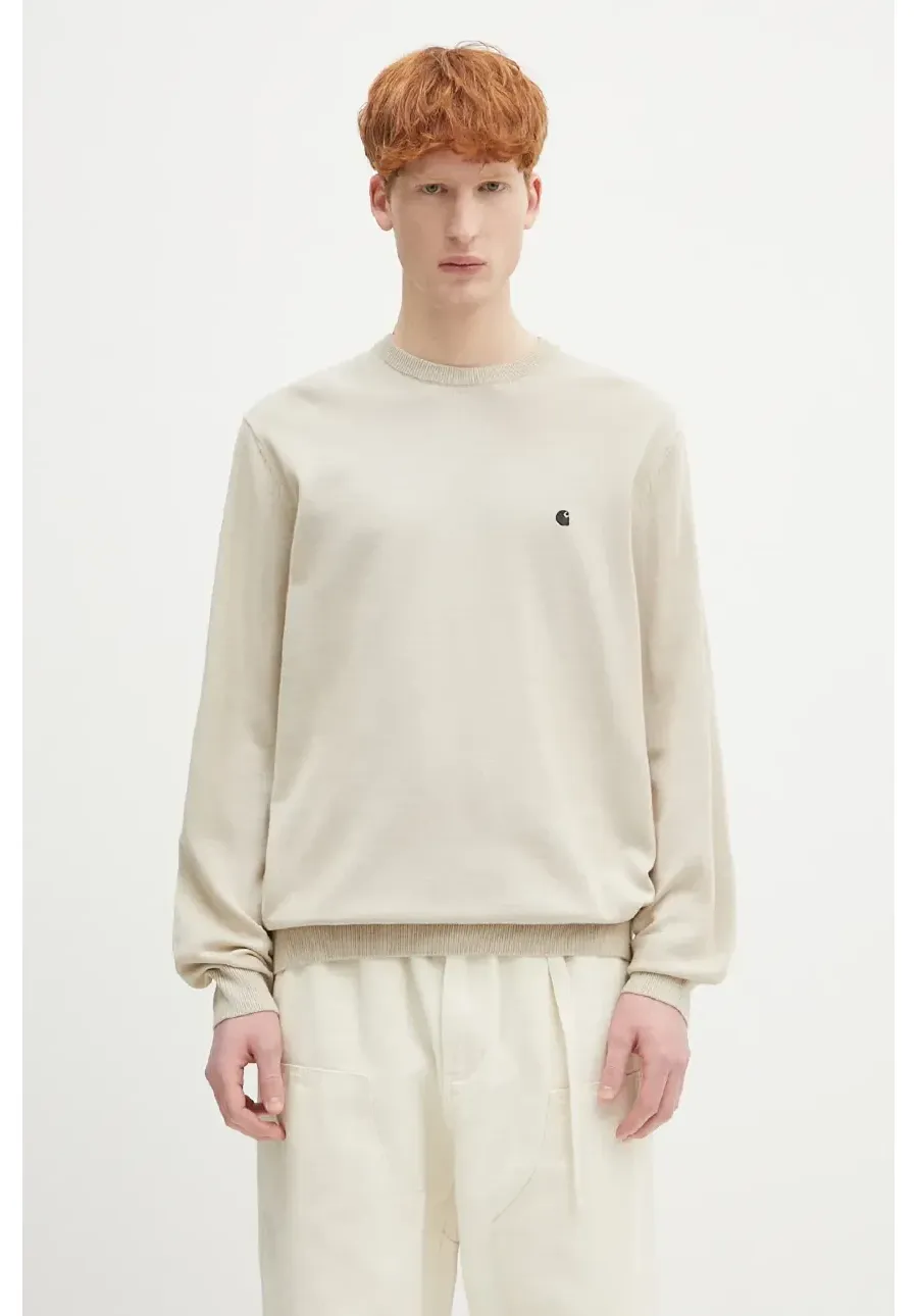 obrazek 1 Carhartt WIP sweter bawełniany Madison Sweater męski kolor beżowy lekki I030033