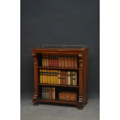 Zdjęcie William IV regał na książki z drzewa różanego z galerią z mosiądzu - antyk