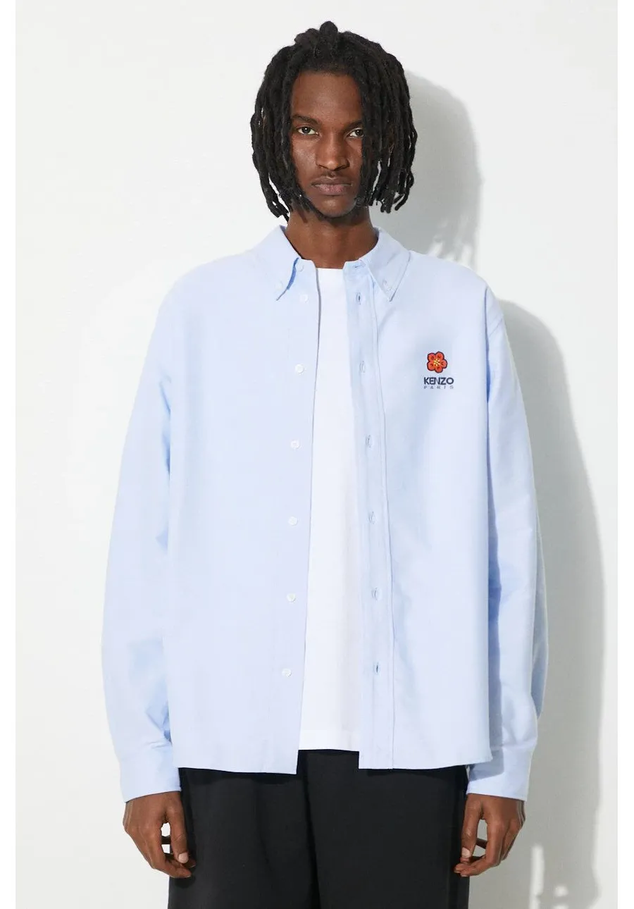 obrazek 1 Kenzo koszula bawełniana Boke Flower Crest Casual Shirt męska kolor niebieski regular z kołnierzykiem button-down FD55CH4109LO.64