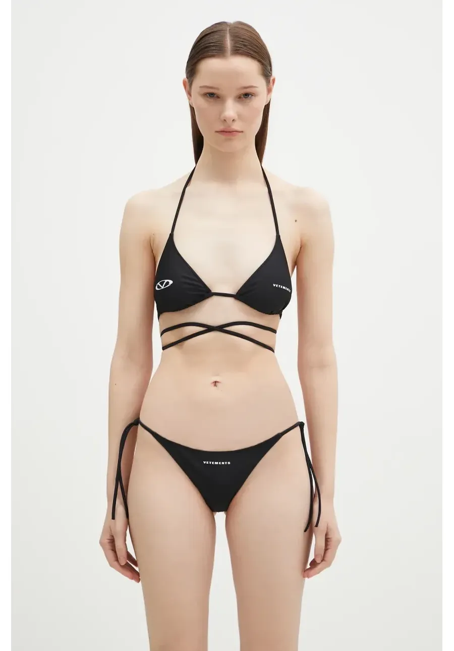 obrazek 1 VETEMENTS dwuczęściowy strój kąpielowy Oval Logo kolor czarny lekko usztywniona miseczka WA66SW120B