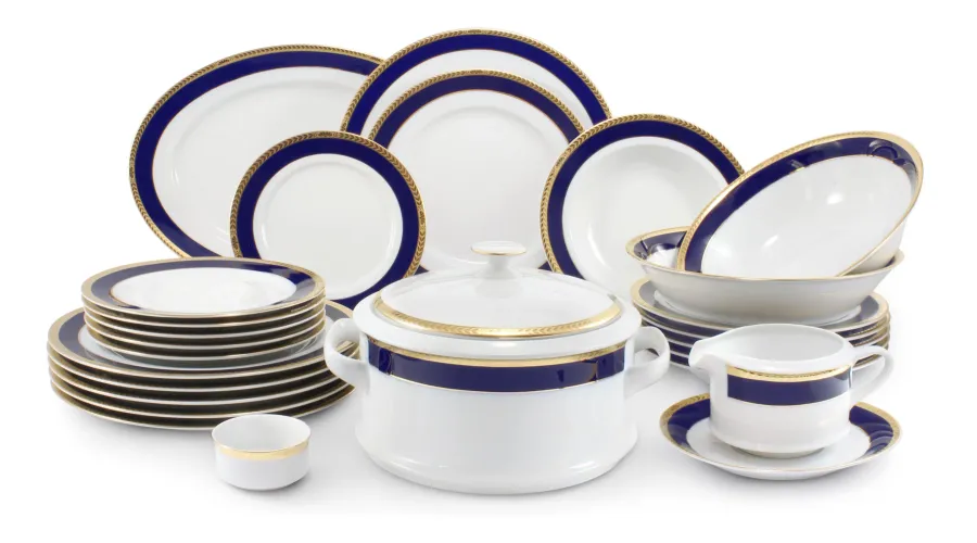 obrazek 1 Elegancka 25-częściowa zastawa obiadowa z porcelany w stylu nowoczesnym – Leander
