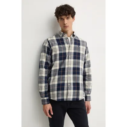 Zdjęcie Barbour koszula bawełniana Edgar męska kolor granatowy slim z kołnierzykiem button-down