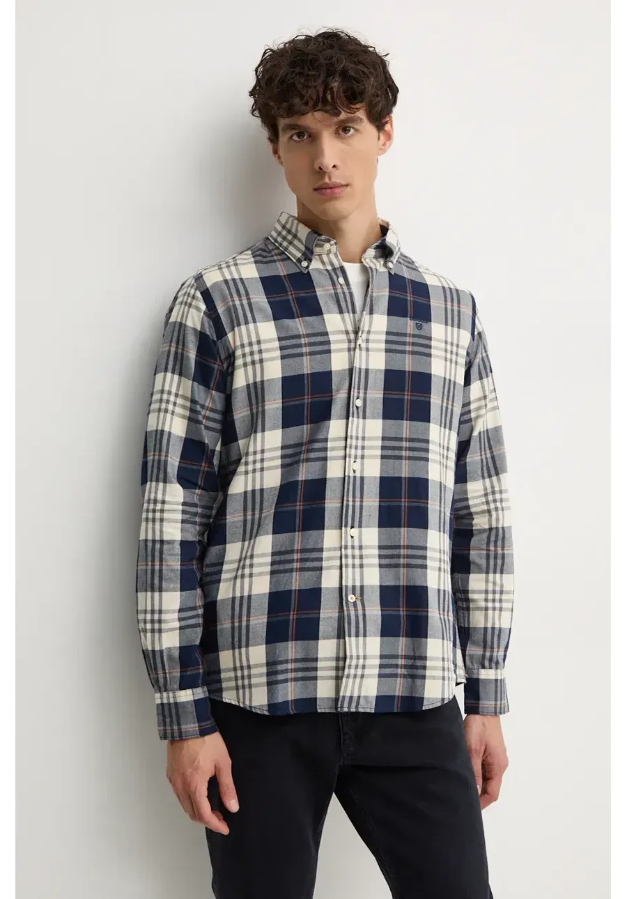 obrazek 1 Barbour koszula bawełniana Edgar męska kolor granatowy slim z kołnierzykiem button-down