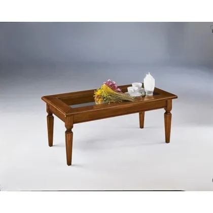 Zdjęcie Prostokątny stolik kawowy z drewnianym i szklanym blatem - Zanini