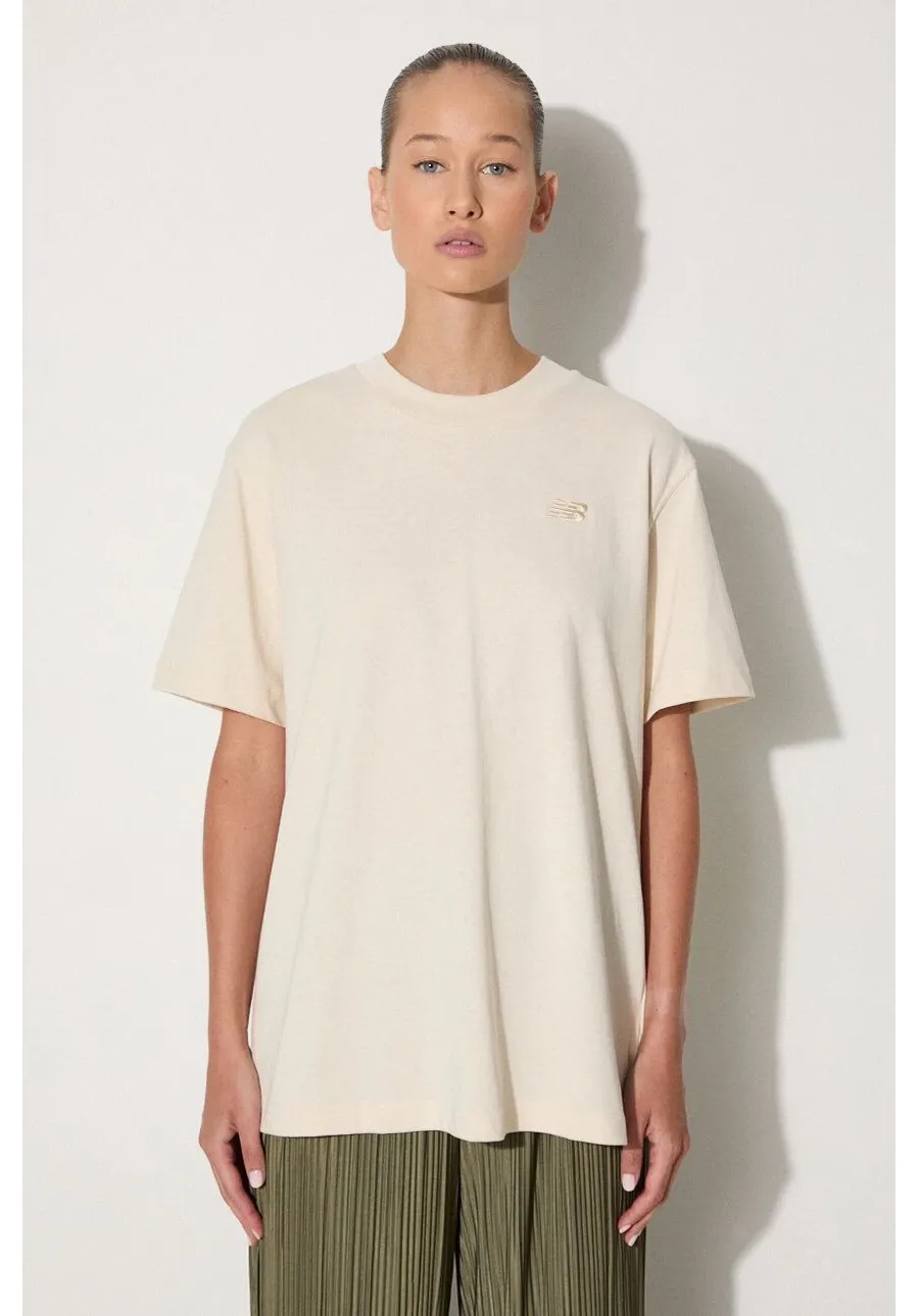 obrazek 1 New Balance t-shirt bawełniany WT41501LIN damski kolor beżowy