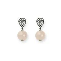 Picture Exclusive earrings Black rhodium-plated silver Rose quartz