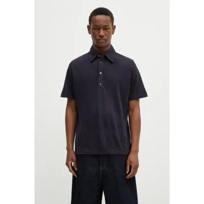 Zdjęcie Paul Smith polo lniane męski kolor granatowy gładki M1R-446Z-P01764