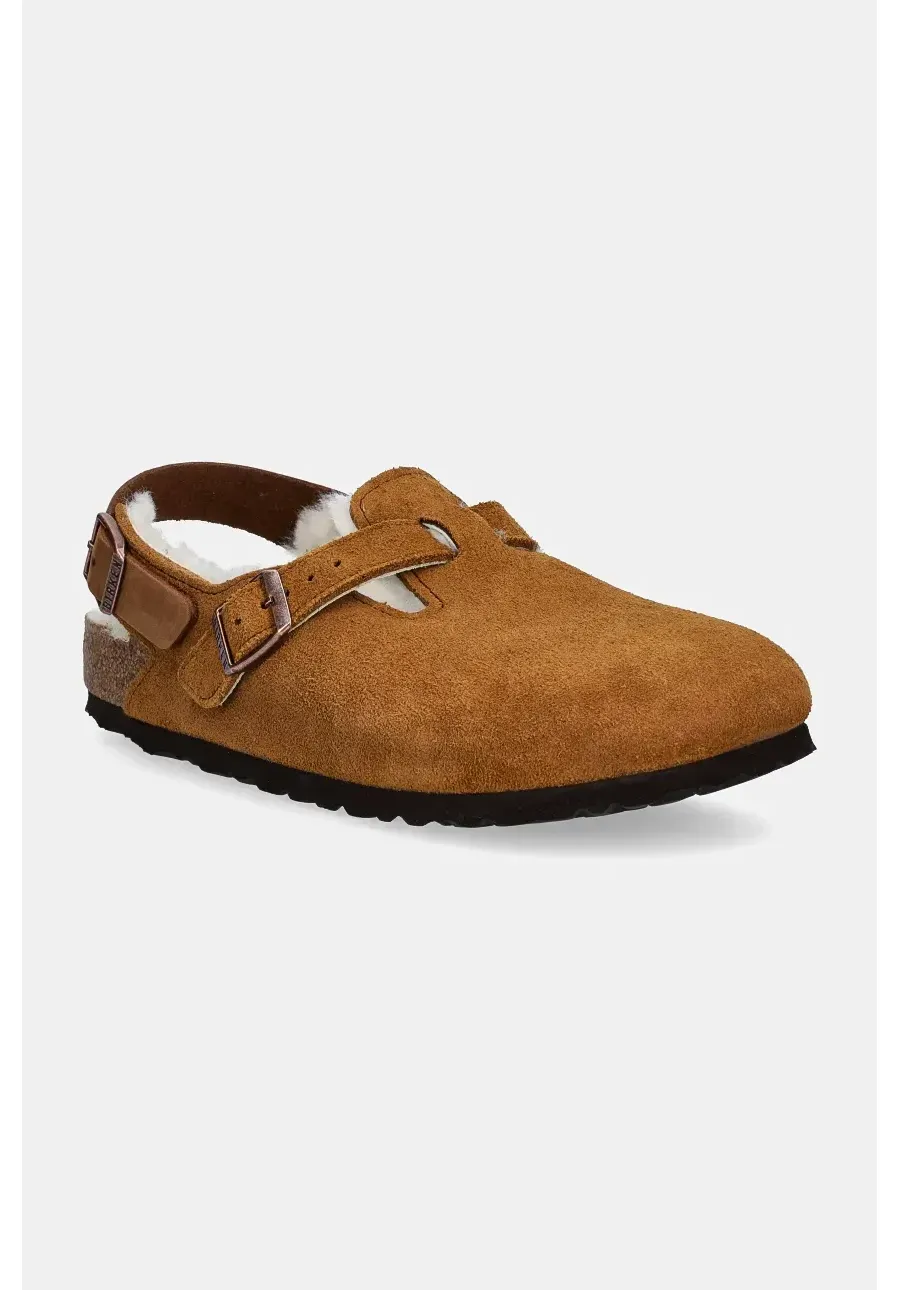 obrazek 1 Birkenstock kapcie zamszowe Tokio damskie kolor brązowy 1028382
