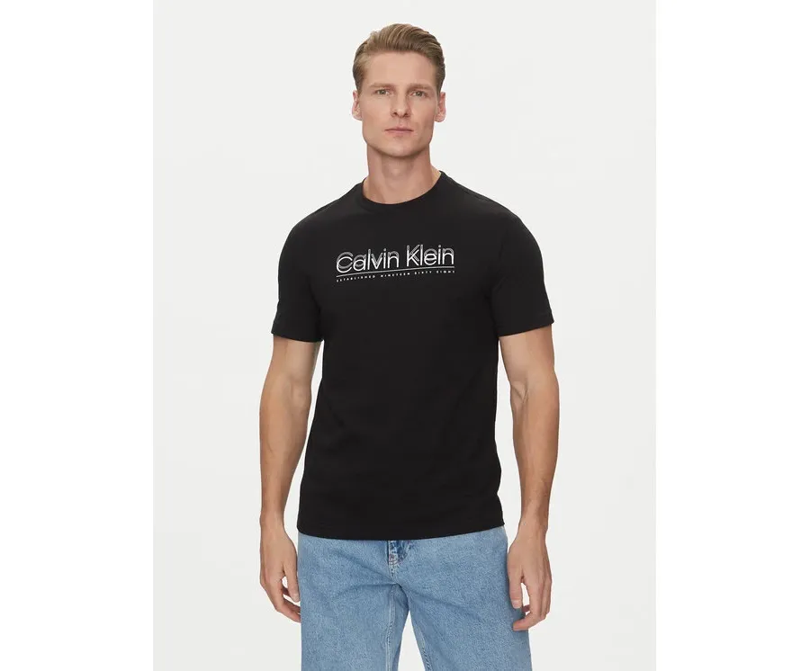 obrazek 1 Calvin Klein T-Shirt Double Logo K10K114149 Czarny Regular Fit