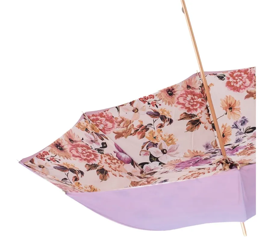 obrazek 6 Elegancki jasnofioletowy parasol damski zdobiony subtelnym motywem kwiatowym – Pasotti
