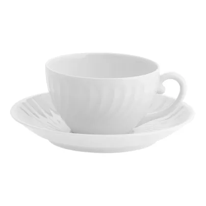 Picture Sagres porcelain breakfast cup and saucer with a sea wave decoration - 2 pieces - Vista Alegre