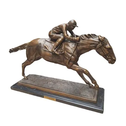 Zdjęcie Luksusowa rzeźba dżokeja na koniu wykonana z brązu
