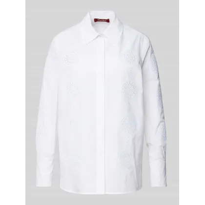 Zdjęcie Bluzka koszulowa o kroju regular fit z haftem angielskim model ‘SESIA’