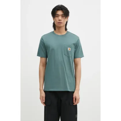 Zdjęcie Carhartt WIP t-shirt bawełniany Pocket męski kolor zielony z aplikacją I030434.2M2XX