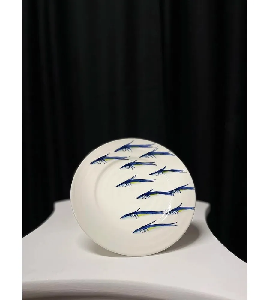 obrazek 1 Ceramiczny talerz deserowy zdobiony motywem sardynek - Le Ceramiche
