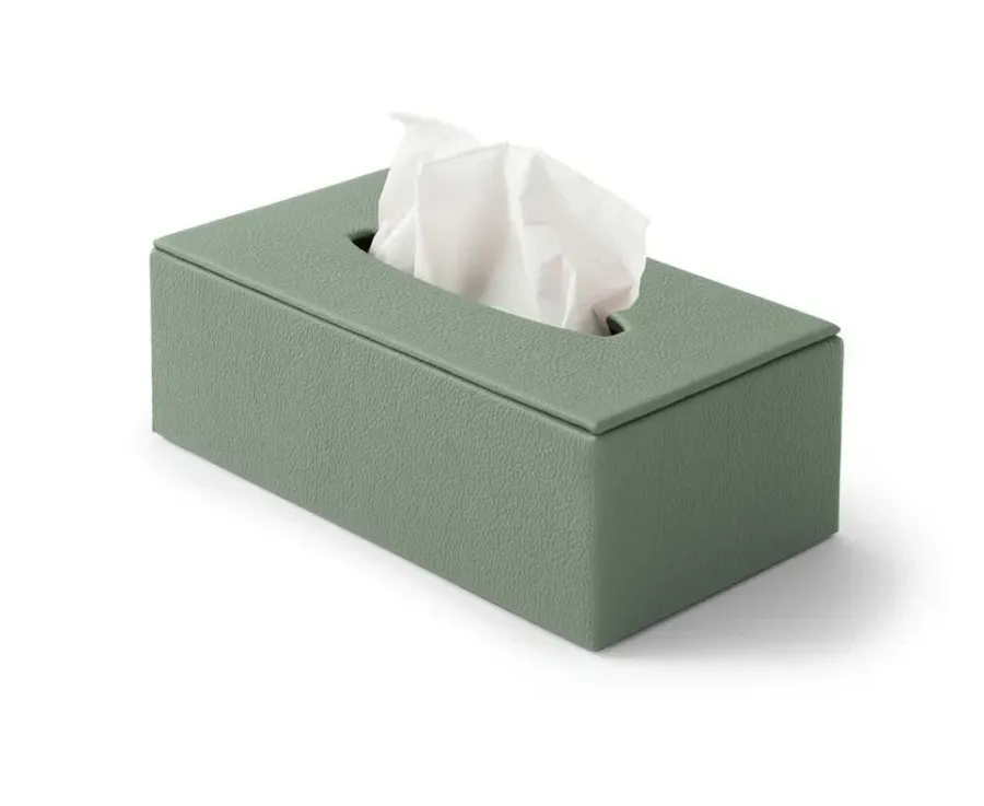 obrazek 1 Włoski pojemnik na chusteczki Atena Sage Green z prawdziwej skóry