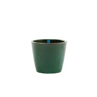 Picture A unique flowerpot made of glazed stoneware in olive green