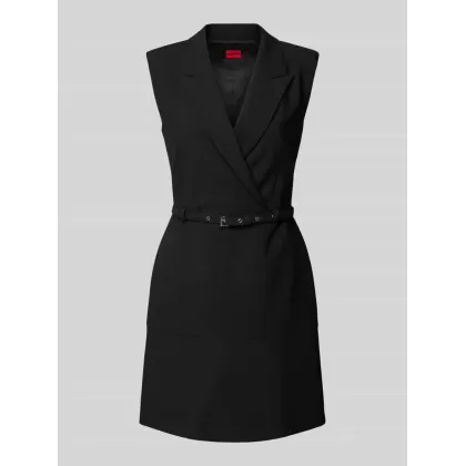 Zdjęcie Sukienka mini z dodatkiem wiskozy i kołnierzem z połami model ‘Kamilian’