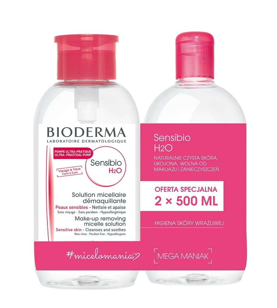 obrazek 1 Bioderma Sensibio H2O Płyn micelarny, 2 x 500 ml 1000 ml