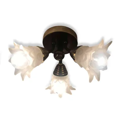 Zdjęcie Vintage lampa sufitowa z 3 lampami kwiatami