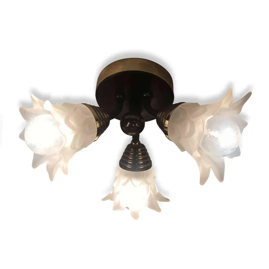 obrazek 1 Vintage lampa sufitowa z 3 lampami kwiatami