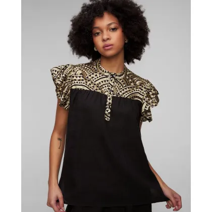 Zdjęcie Czarna Bluzka Lniana Damska Kori