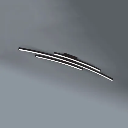 Zdjęcie Czarna lampa sufitowa, plafon Bow - LED, 48W, 3360LM, 3000K, dł. 120 cm