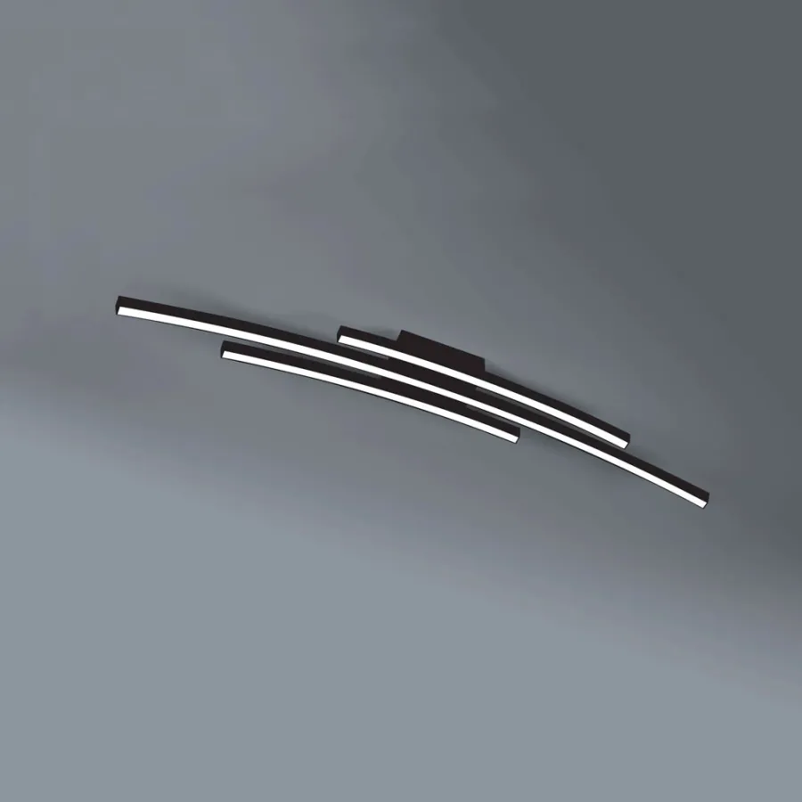 obrazek 1 Czarna lampa sufitowa, plafon Bow - LED, 48W, 3360LM, 3000K, dł. 120 cm