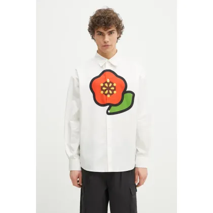 Zdjęcie Kenzo koszula bawełniana męska kolor biały relaxed z kołnierzykiem klasycznym FF55CH4309P5.01