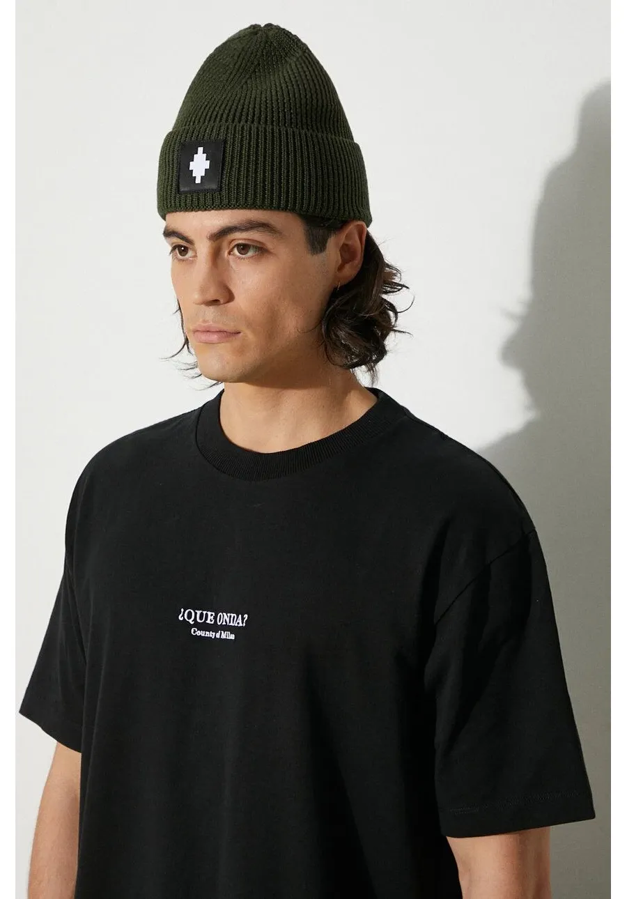 obrazek 1 Marcelo Burlon t-shirt bawełniany Que Onda Basic Tee męski kolor czarny z aplikacją CMAA056F24JER0071001