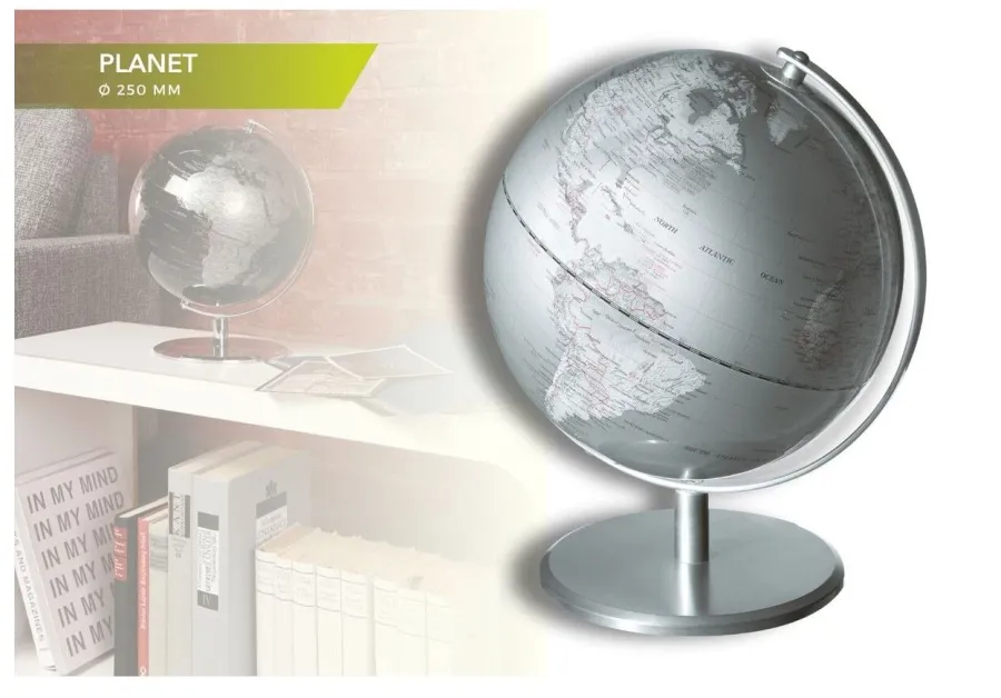 obrazek 3 Srebrny globus ozdobny Planet na prezent