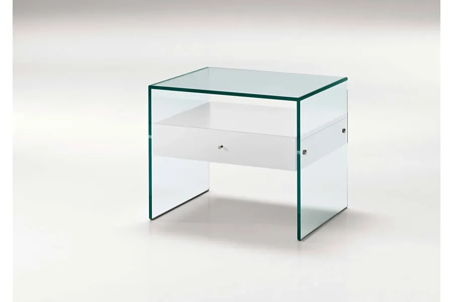 obrazek 3 Mały szklany stolik z drewnianą półką - Tonelli Design