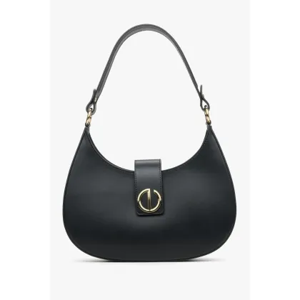 Zdjęcie Estro: Czarna torebka typu bagietka z włoskiej skóry naturalnej