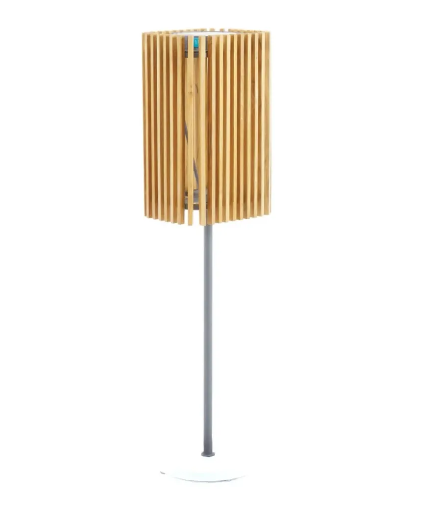 obrazek 1 Ogrodowa stojąca lampa solarna z drewna tekowego i grafitowego aluminium