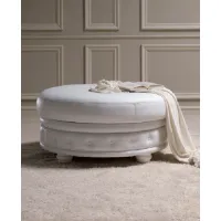 Picture A tasteful leather pouffe in the Chesterfield style