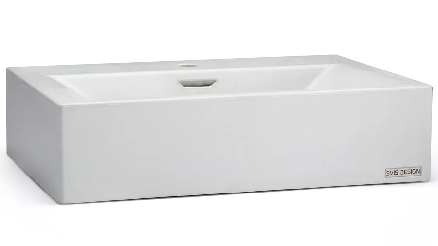 obrazek 2 Ekskluzywna umywalka 60 cm PYXIS BASIC z przelewem, z otworem na baterię – naturalny, bez dekoru, lakier matowy