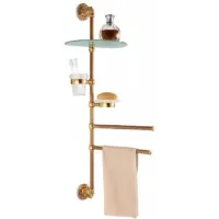 Zdjęcie Unikatowy ścienny uchwyt na akcesoria łazienkowe ze szklaną półką