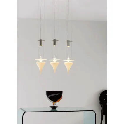 Zdjęcie Elegancka wisząca lampa ze szkła Murano na 3 światła w kolorze bieli lub kryształu